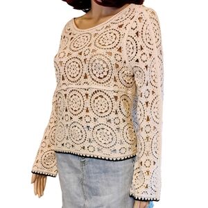 Ultra Pink Boho Crochet Top - Size Small
